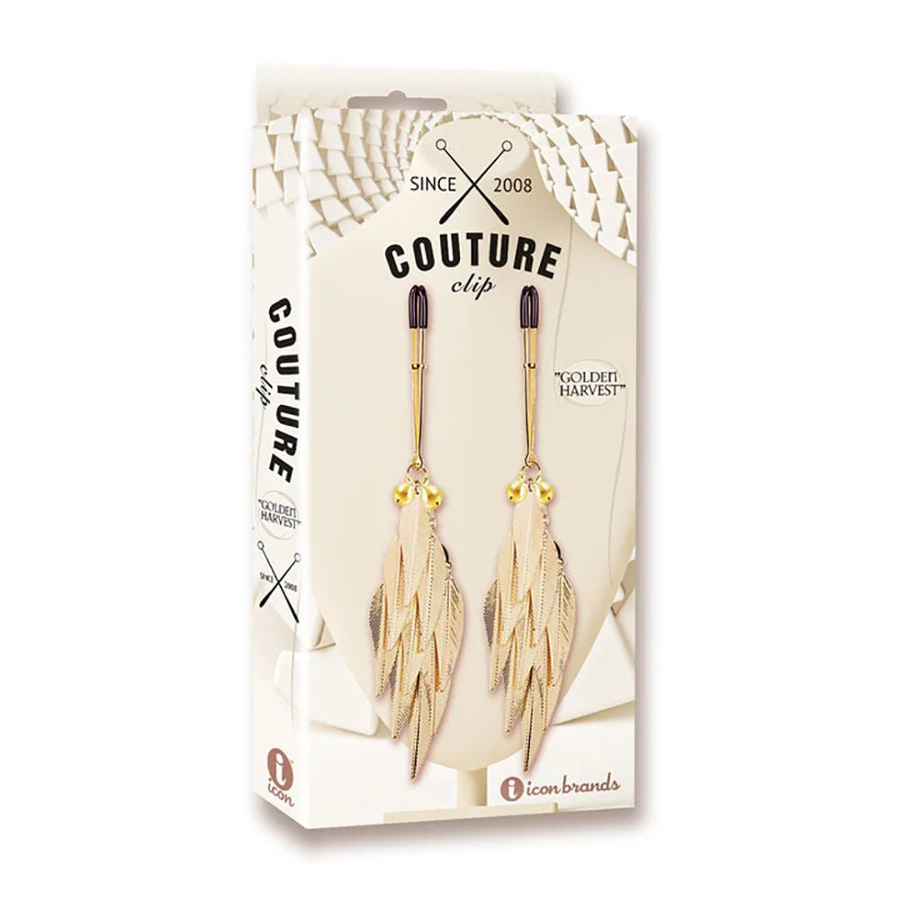 Couture clip - golden harvest - nipple clamps -  box front view | Flirtybay.com.au